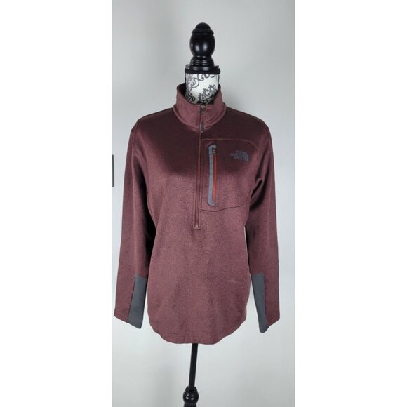 The North Face Mens Large Textured Cap Rock 1/4 Zip Fleece Pullover Burgandy - Picture 1 of 13